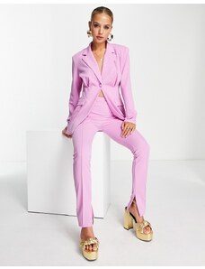 ASOS DESIGN - Pantaloni slim da abito in jersey rosa con spacco sulla caviglia