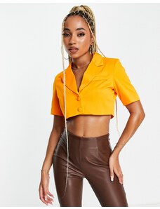 UNIQUE21 Unique 21 - Crop top stile blazer a maniche corte color mango in coordinato-Arancione