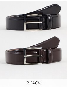 Gianni Feraud - Confezione da 2 cinture nera e marrone-Multicolore