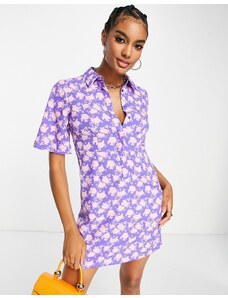 Vero Moda - Vestito camicia corto viola a fiori