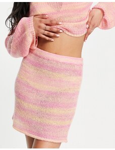NA-KD X Miss Lisibell - Minigonna in maglia allacciata in vita con stampa a righe in coordinato-Multicolore