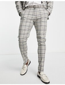 ASOS DESIGN - Pantaloni skinny da abito a quadri beige e marroni-Neutro