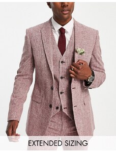 ASOS DESIGN Wedding - Giacca da abito super skinny bordeaux con tratteggio incrociato-Rosso