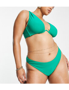 ASOS Curve ASOS DESIGN Curve - Slip bikini a vita bassa verde smeraldo