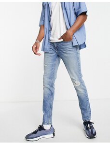 ASOS DESIGN - Cone Mill - Jeans skinny "American classic" anni '90 lavaggio medio con abrasioni-Blu