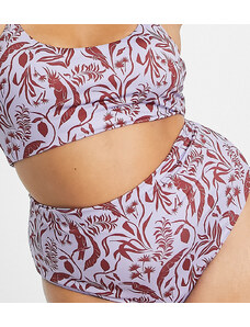 ASOS Curve ASOS DESIGN Curve - Slip bikini a vita alta con stampa di giungla-Multicolore