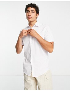 Topman - Camicia elegante skinny a maniche corte bianca elasticizzata-Bianco