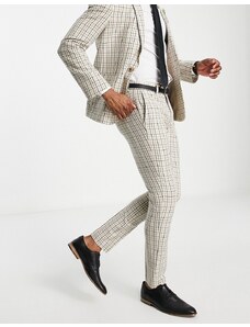 ASOS DESIGN - Pantaloni da abito skinny color pietra e beige a quadretti-Neutro