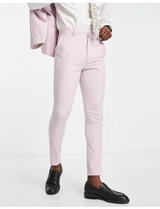 ASOS DESIGN - Pantaloni da abito super skinny rosa chiaro-Viola