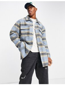 ASOS DESIGN - Camicia giacca oversize blu a quadri effetto lana