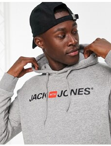 Jack & Jones Essentials - Felpa con cappuccio grigio mélange con logo