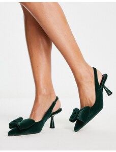 ASOS DESIGN - Scarlett - Scarpe con tacco medio verdi con fiocco-Verde