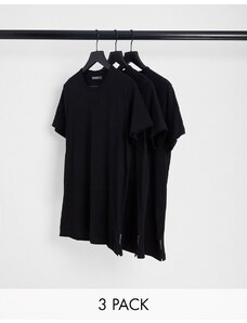 French Connection - Confezione da 3 t-shirt da casa nere-Nero