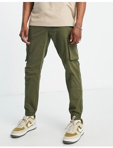 Only & Sons - Pantaloni cargo slim con elastico sul fondo color kaki-Verde