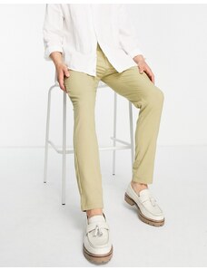 Pull&Bear - Pantaloni sartoriali slim beige-Verde