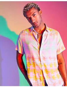 ASOS DESIGN - Camicia comoda pastello con stampa tessere di puzzle-Multicolore