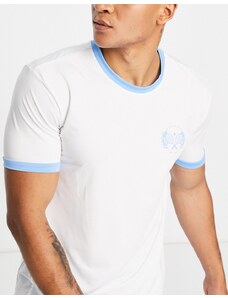 South Beach - T-shirt bianca con logo stile tennis-Bianco