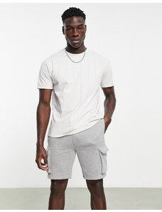 Topman - T-shirt oversize grigio chiaro a righe tono su tono