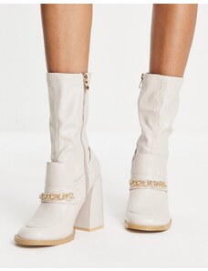Koi Footwear - Piper - Stivali a mocassino con tacco largo slim color crema-Bianco