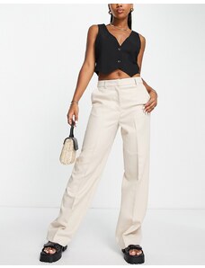 Selected Femme - Pantaloni da abito sartoriali in twill crema-Bianco
