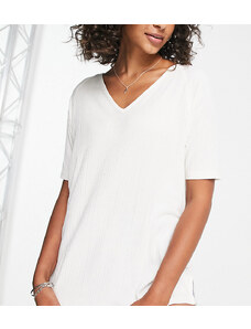 ASOS Tall ASOS DESIGN Tall - T-shirt oversize bianca con scollo a V-Bianco