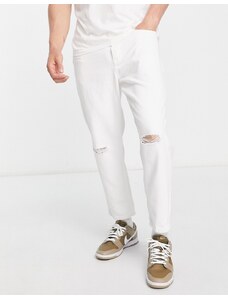 Only & Sons - Avi - Jeans taglio corto affusolati bianchi con strappi-Bianco