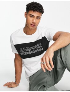 Barbour International - T-shirt con inserto con logo bianca-Bianco