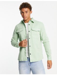 River Island - Camicia giacca verde con due tasche e bottoni a pressione