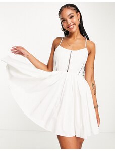 ASOS DESIGN - Premium - Vestito corto bianco con corsetto strutturato e laccetti sulla schiena