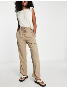 Vero Moda - Aware - Pantaloni a fondo ampio color pietra-Neutro