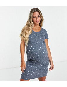 Mama.licious Mamalicious Maternity - Camicia da notte premaman per allattamento grigio antracite con stampa di stelle