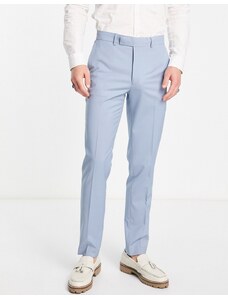 ASOS DESIGN - Pantaloni da abito slim blu polvere-Verde