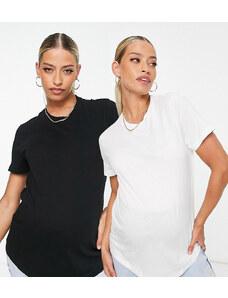 ASOS Maternity ASOS DESIGN Maternity - Ultimate - Confezione risparmio da 2 T-shirt girocollo in misto cotone-Multicolore