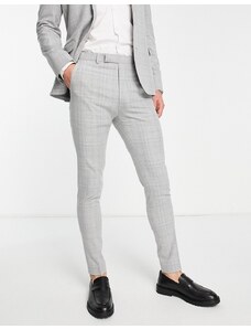 ASOS DESIGN - Pantaloni da abito super skinny grigi con tratteggio incrociato-Grigio
