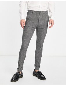 ASOS DESIGN - Pantaloni da abito super skinny da matrimonio in cotone grigio scuro a tratteggio incrociato