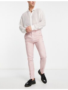 ASOS DESIGN - Pantaloni eleganti skinny a quadri multicolore-Bianco