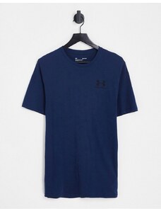Under Armour - T-shirt blu navy con logo-Nero