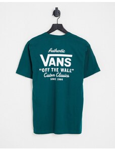Vans - Holder Street - T-shirt verde-azzurra con stampa sulla schiena-Blu