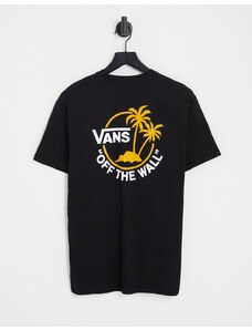 Vans - T-shirt nera con stampa di palme sul retro-Nero