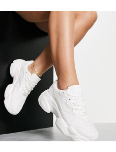 ASOS DESIGN Wide Fit - Divine - Sneakers chunky bianche a pianta larga-Bianco