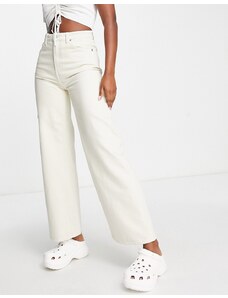 Weekday - Ace - Jeans a vita alta in cotone écru tinto a fondo ampio-Bianco