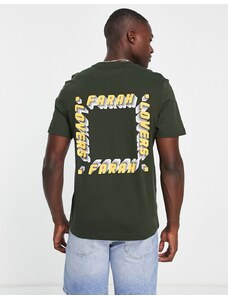 Farah - Vere - T-Shirt in cotone verde con stampa sul retro