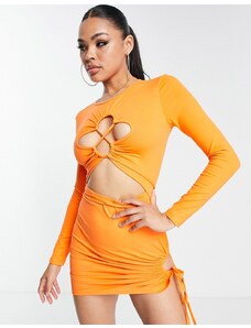 Simmi Clothing SIMMI - Vestito corto arancione con bustino con cut-out e dettaglio in vita