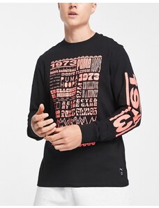 Puma Basketball - Maglietta a maniche lunghe nera con stampa rossa-Nero