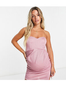 Jaded Rose Maternity - Vestito corto a fascia a portafoglio rosa brillantinato