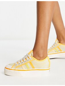 adidas Originals - Nizza - Sneakers gialle con suola platform-Rosa