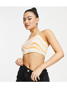Missguided - Crop top con stampa astratta-Bianco
