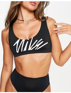 Nike Swimming - Top bikini con scollo rotondo nero