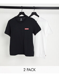 Levi's - Confezione da 2 t-shirt bianca e nera con logo piccolo-Nero