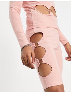 ASOS DESIGN - Pantaloncini leggings rosa slavato con cut-out sul lato-Neutro